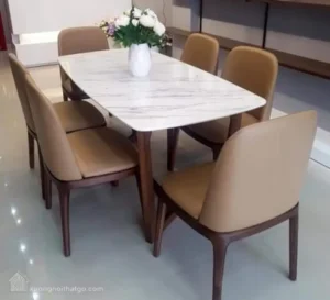 Bộ Bàn ăn Mặt đá Chân Gỗ Doxa (11)