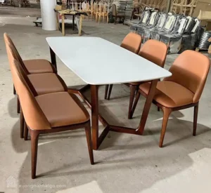 Bộ Bàn ăn Mặt đá Chân Gỗ Doxa (12)