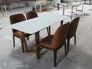 Bộ Bàn ăn Mặt đá Chân Gỗ Doxa (13)