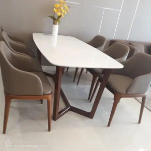 Bộ Bàn ăn Mặt đá Chân Gỗ Doxa (2)